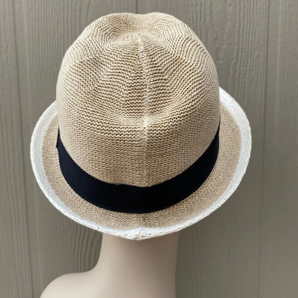 SOLD Vintage 90s Woven Trilby Fedora Hat - Picture 7 of 13